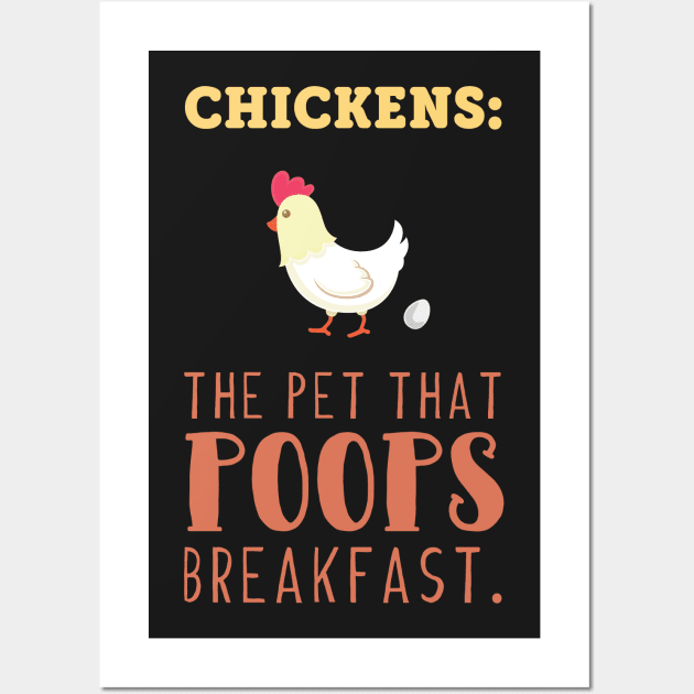 Chickens The Pet That Poops Breakfast Funny Wall Art by GDLife